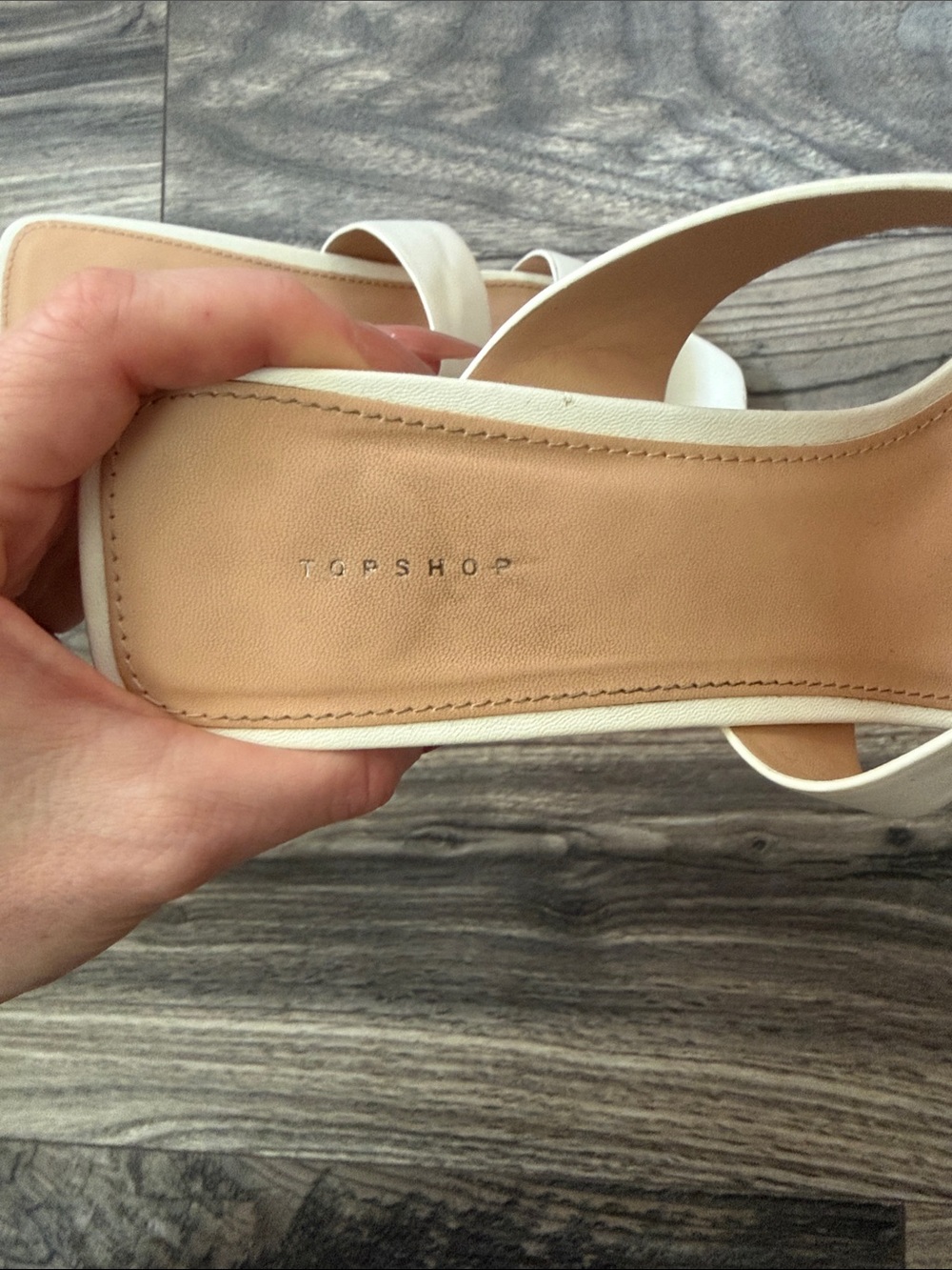 Topshop Cream Double-Strap Slide Mules - Picture 2 of 5